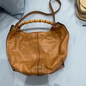 Tan Leather Vince Camuto Handbag with Bamboo Handle